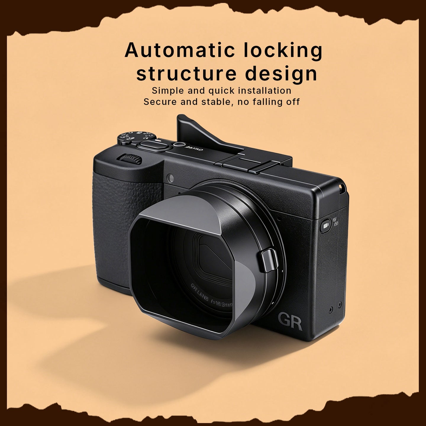 Haoge New Version Metal Square Lens Hoods for RICOH GR4 GR IV HDF GR IV Monochrome Camera Accessories Locking installation design LH-GR4NLo
