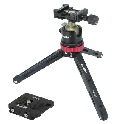 Haoge HTP-01 Table Top Tabletop Tripod Desktop Stand with Low Profile BallHead Ball Head and Quick Release Plate for DSLR Camcorder Digital Camera Low Angle Shot Macro Photography Max load 6.8kg 15lb