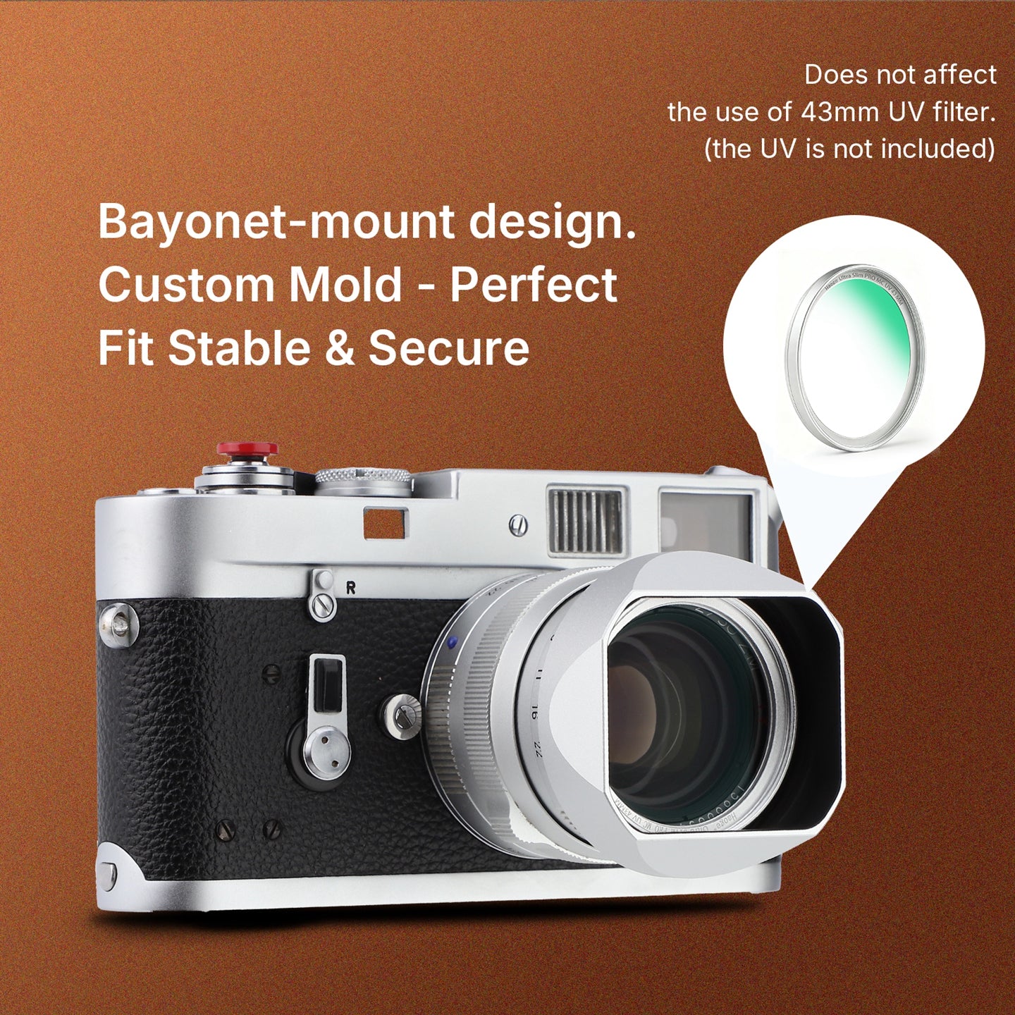 Haoge New Square Metal Lens Hood for Voigtlander Nokton 35mm f/1.4 II, 40mm f1.4 VM, 50mm f1.5 Aspherical II VM, 28mm f1.5,Carl Zeiss Biogon T* 2/35 35mm f2 ZM, C Biogon T* 2.8/35 35mm f2.8 ZM, Planar T* 2/50 50mm f2 ZM Lens with Metal Cap LH-ZV02-NS