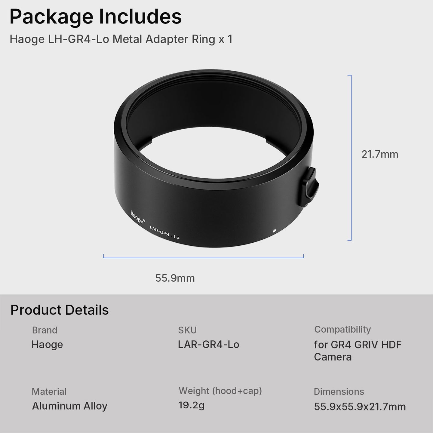 Haoge New 49mm UV CPL ND Filter Adapter Ring for RICOH GR4 GR IV HDF GR IV Monochrome Digital Compact Camera Lens for GT-2 GW4 Wide Conversion Lens replaces GA-3