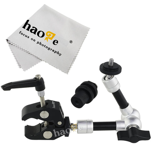 Haoge 7 inch Articulating Friction Magic Arm with Small Clamp Crab Pliers Clip for HDMI LCD Monitor LED Light DSLR Camera Video Tripod