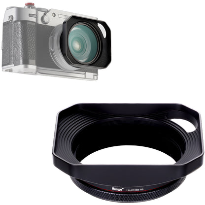 Haoge Square Metal Lens Hood with 49mm Uv Filter Adapter Ring for Fujifilm X100VI Fuji X100V X100F X100T X100S X70 Fuji Photo Camera Accessories Hollow Out Designed Black