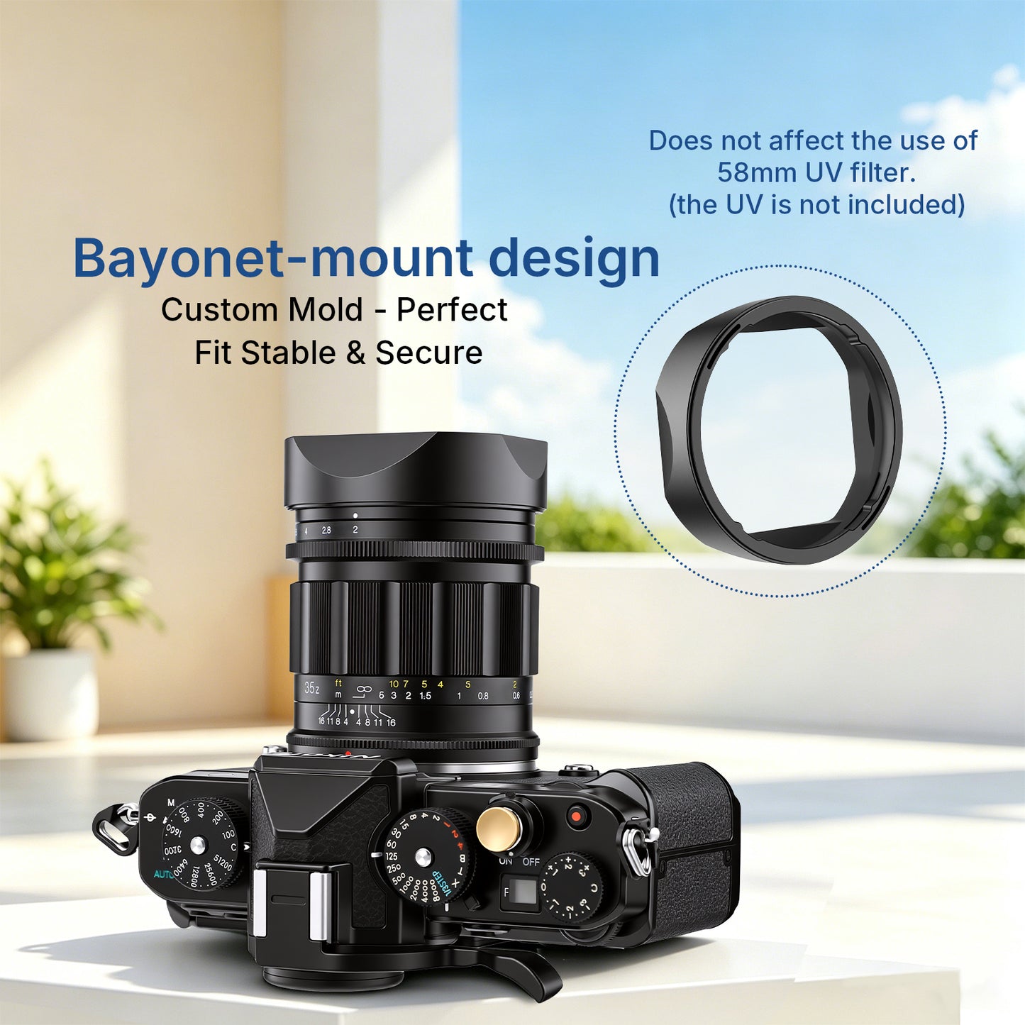 Haoge Square Metal Lens Hood for Voigtlander APO-LANTHAR 35mm F2 II ASPH,APO-LANTHAR 50mm F2 II Aspherical,APO-LANTHAR 28mm F2 for Nikon Z-mount Lens LH-35AAZ