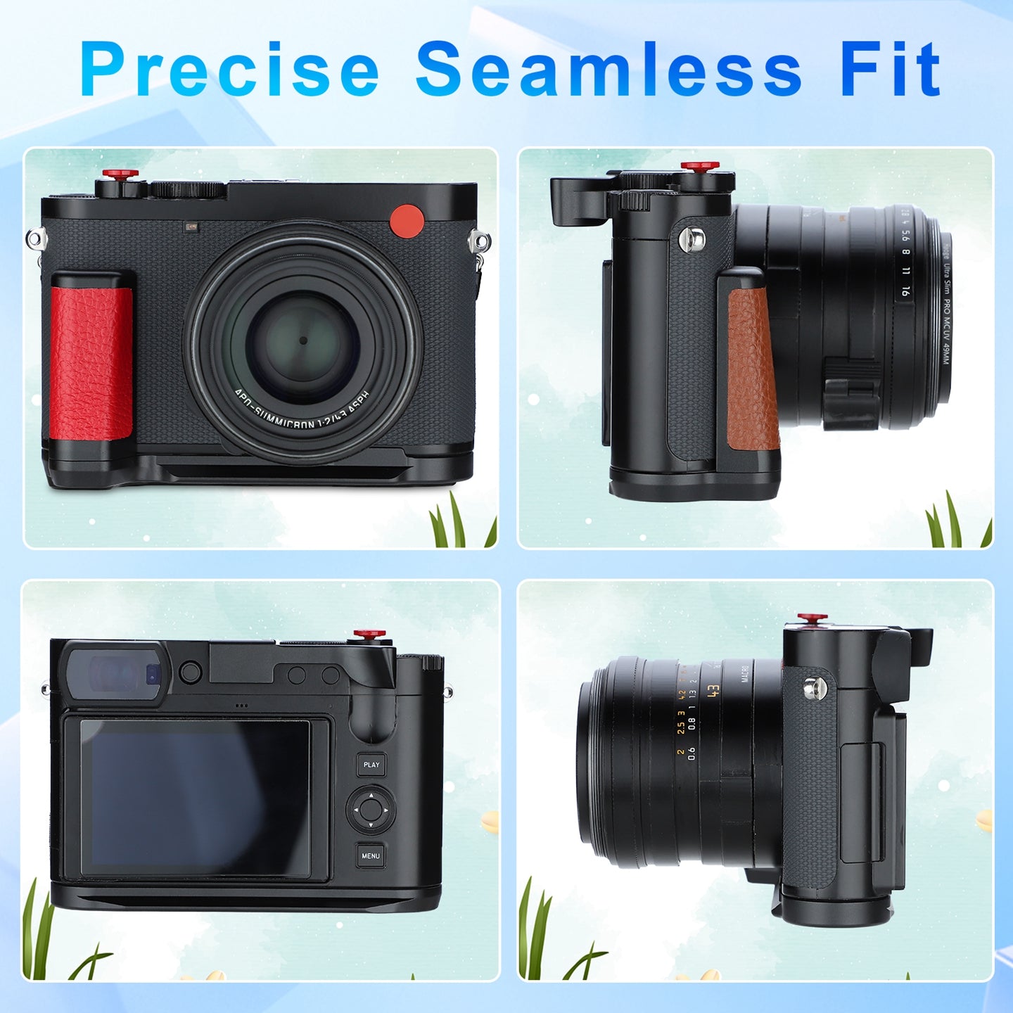 Haoge Handle HandGrip for Leica Q3 Q3-43 Digital Camera Body Accessories L-Shape Grip Bracket Red HG-Q3B-R