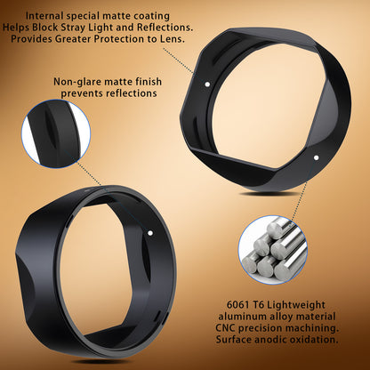 Haoge LH-OP17 Square Metal Lens Hood Shade for Olympus M.ZUIKO DIGITAL ED 45mm F1.2 PRO Lens 45MM F1.2
