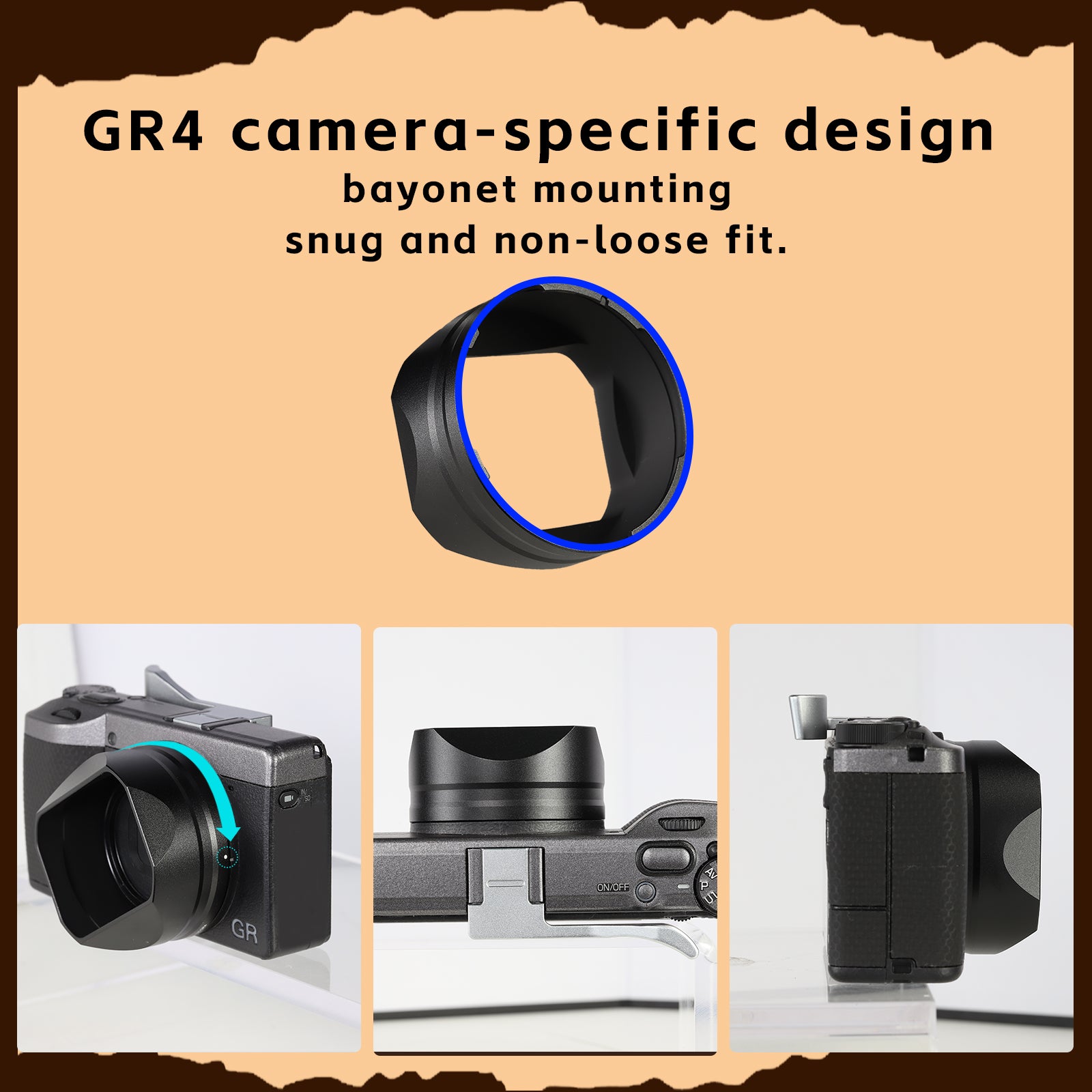 Haoge Metal Square Lens Hoods for RICOH GRIV GR4 Camera