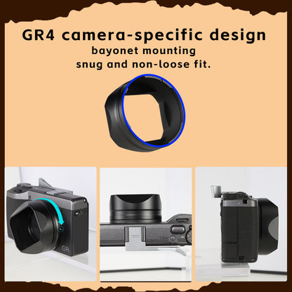 Haoge Metal Square Lens Hoods for RICOH GRIV GR4 Camera Accessories LH-GR4