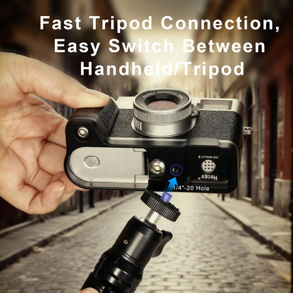 Haoge Camera Bracket Holder for Fujifilm X Half  Camera Body HandGrip X-Half L-Shape Grip Bracket Silver Quick-Release plate HG-XHALF-B