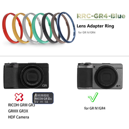 Haoge RRC-GR4-Blue Metal Decorate Ring Cap for RICOH GR IV Camera replaces GN-3