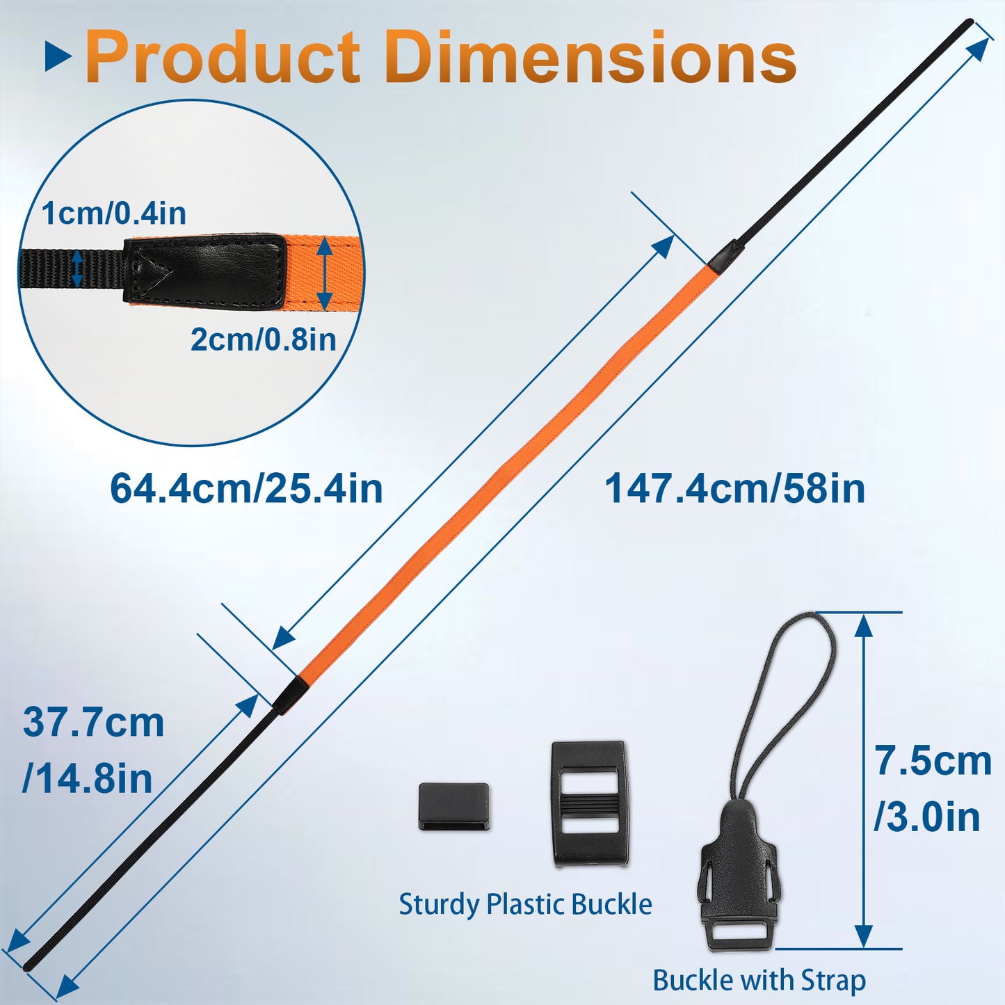 Haoge Camera Canvas Thin Strap Neck Shoulder  for Binoculars,monoculars,Mirrorless or DSLR Camera,Rangefinders Tools,Bags,Adjustable long Cotton Strap (Orange）