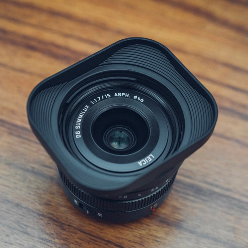 Haoge LH-P15 Quadratische Metall-Gegenlichtblende für Panasonic LEICA DG SUMMILUX 15mm f/1.7 ASPH Objektiv 15MM F1.7 