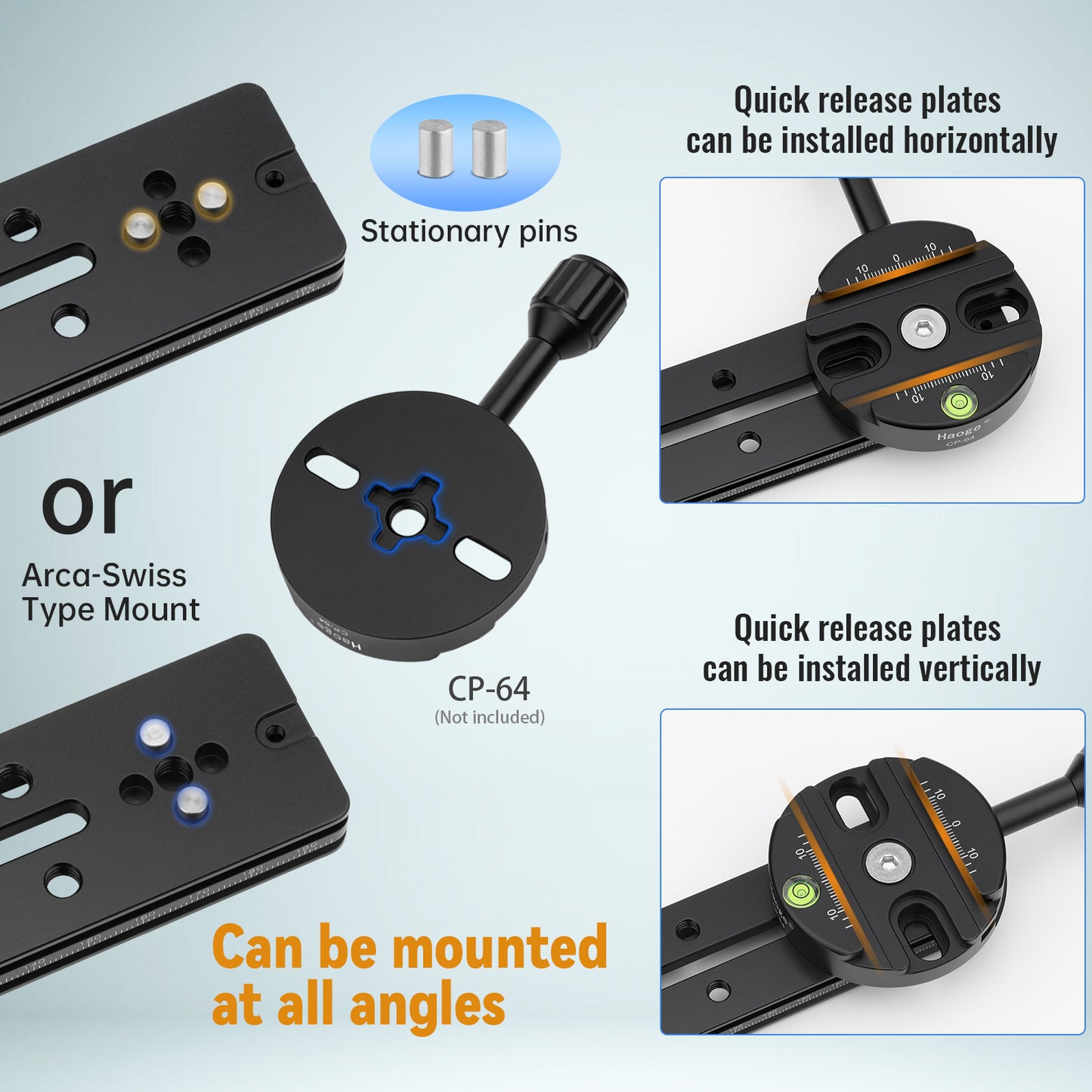 Haoge HQR-400 400mm Multi-purpose Dual Dovetail Long Quick Release Extender Rail Sliding Plate for Camera Tripod Ballhead Clamp fit Benro Arca Swiss Sunwayfoto