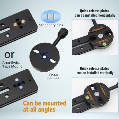 Haoge HQR-400 400mm Multi-purpose Dual Dovetail Long Quick Release Extender Rail Sliding Plate for Camera Tripod Ballhead Clamp fit Benro Arca Swiss Sunwayfoto