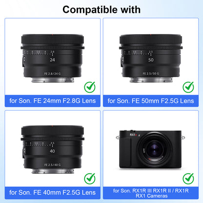 Haoge Metal Square Lens Hood for Sony RX1R3/RX1M2/RX1 FE 40mm F2.5 G FE 50mm F2.5 G FE24mm F2.8 G Lens Shade on A7CII A7CR A7R4 Camera Bayonet  Mount With Cap