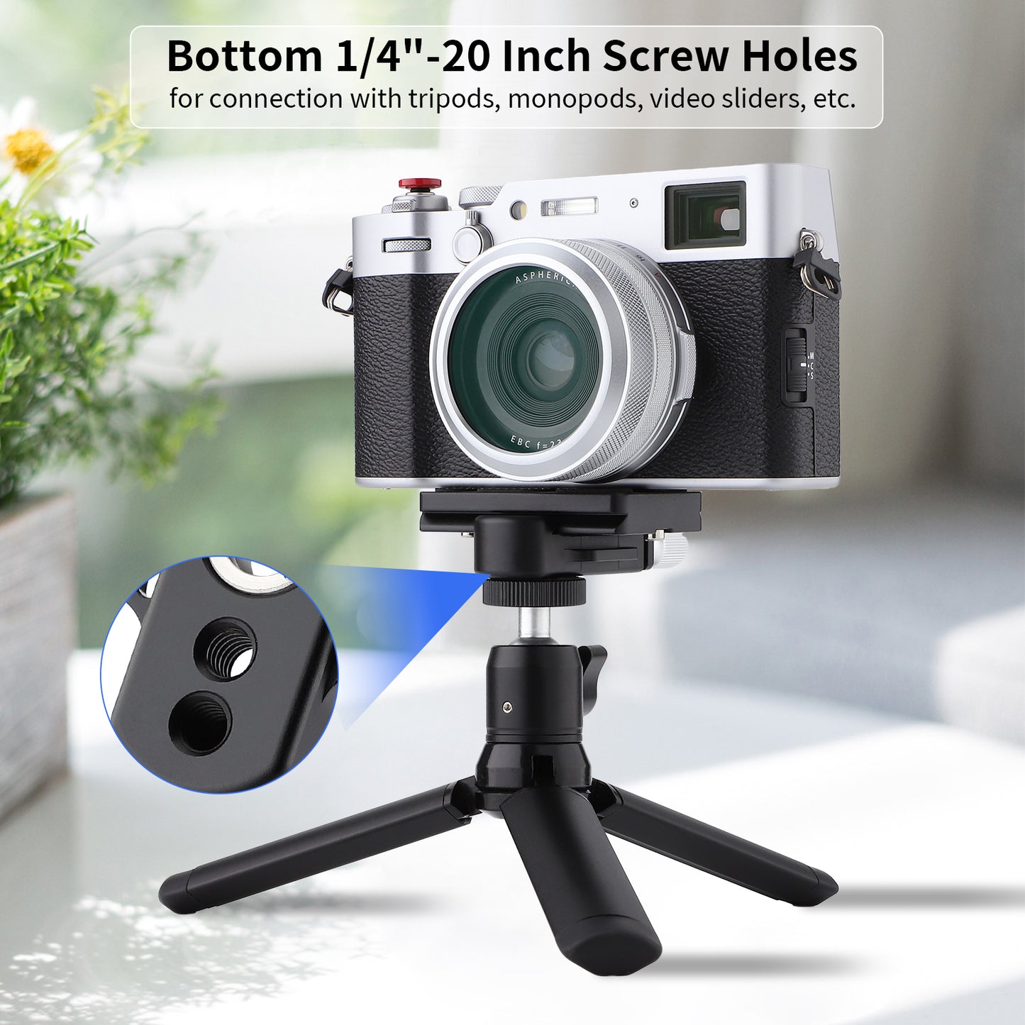 Haoge Lightweight Arca QR Clamp 1/4 Inch Hole QD Port for Magpul QD Sling,Compatible with Arca Standard Camera L Bracket Quick Release Plates CP-29QD