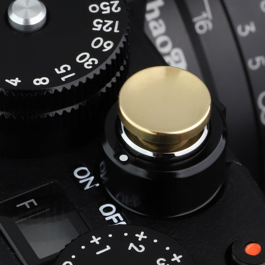 Haoge Metal Shutter Release Button for for Nikon ZF Z f Camera,Fujifilm XE4 X-E3 X-T5 X-T4 X-T3 X-T50 X-T30II X-T30 X-Pro2 X-Pro3 X100T X100S X100F X100V X100VI and Leica M1 M2 M3 M6 M7 M8 M9 M10 M-E M-P M9-P M-A Q3 Q3-43 D-LUX 8 Concave Surface Golden