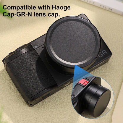 Haoge GR4 Metal Square Lens Hood & Built-in UV Filter for RICOH GR VI HDF Camera Lens Accessories Bayonet Mount, With Lock Button Design