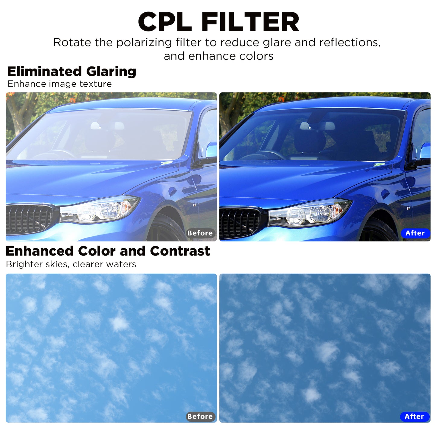 Haoge 62mm MC CPL Multicoated Circular Polarizer Polarizing Lens Filter for Canon Nikon Sony Minolta Pentax Olympus Panasonic Leica Zeiss Tamron Digital Camera DSLR Lens