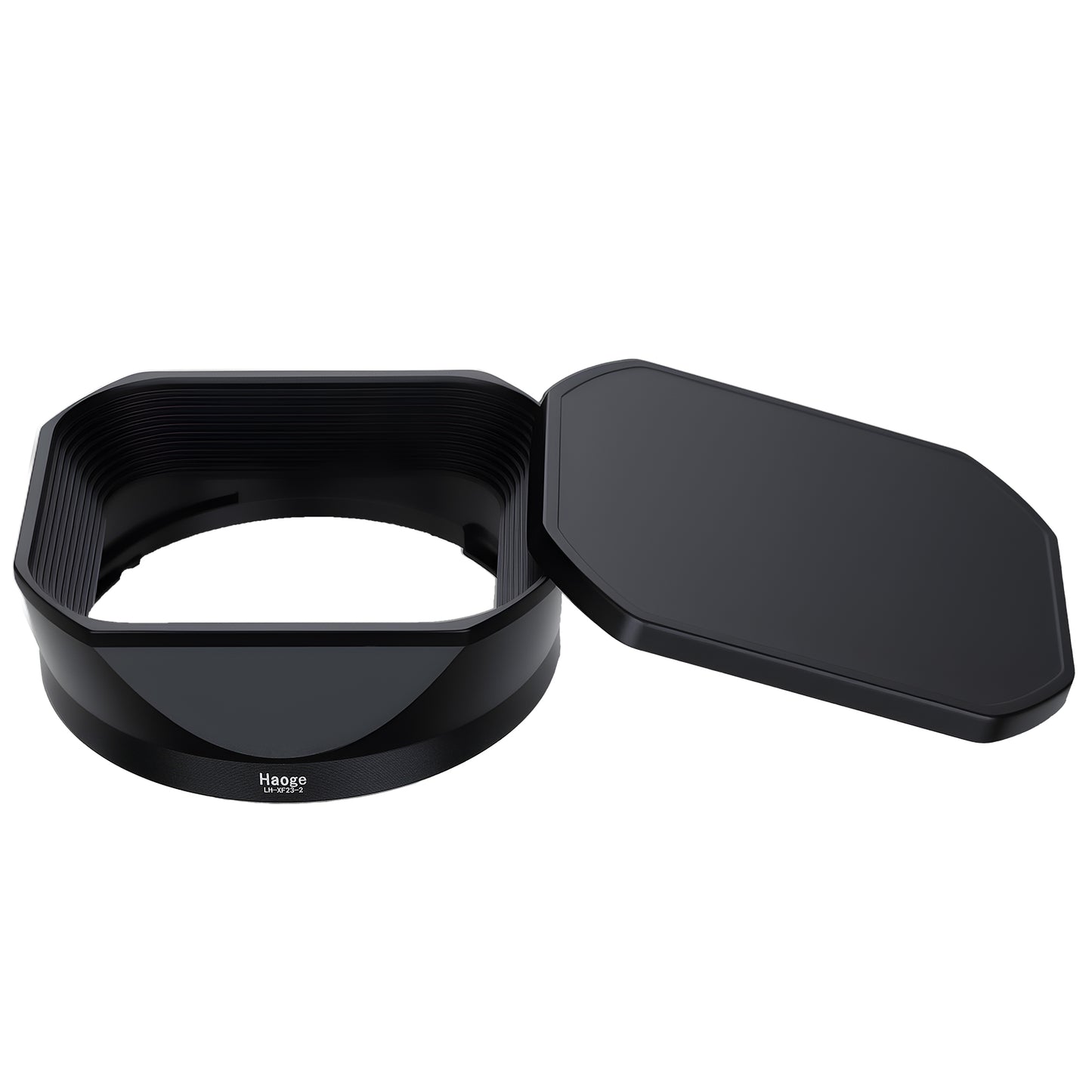 Haoge Metal Square Lens Hood for Fujifilm Fujinon Fuji XF 16-50mm F2.8-4.8 R LM WR&XF33mm F1.4 R LM WR,XF 23mm f/1.4 R LM WR lens Replaces LH-XF23 II/LH-XF23-2 Lens Hood with a Hood Cap on X-T5 X-T4 XT50 XH2 Camera