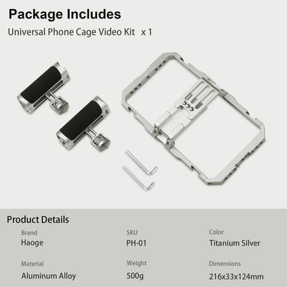 Haoge Universal Phone Cage Video Rig Kit,Smartphone Stabilizer with Dual Handle,Handheld Filmmaking Vlogging Phone Rig for iPhone Videomaker Videographer,for iPhone for Samsung and Other Android Phone