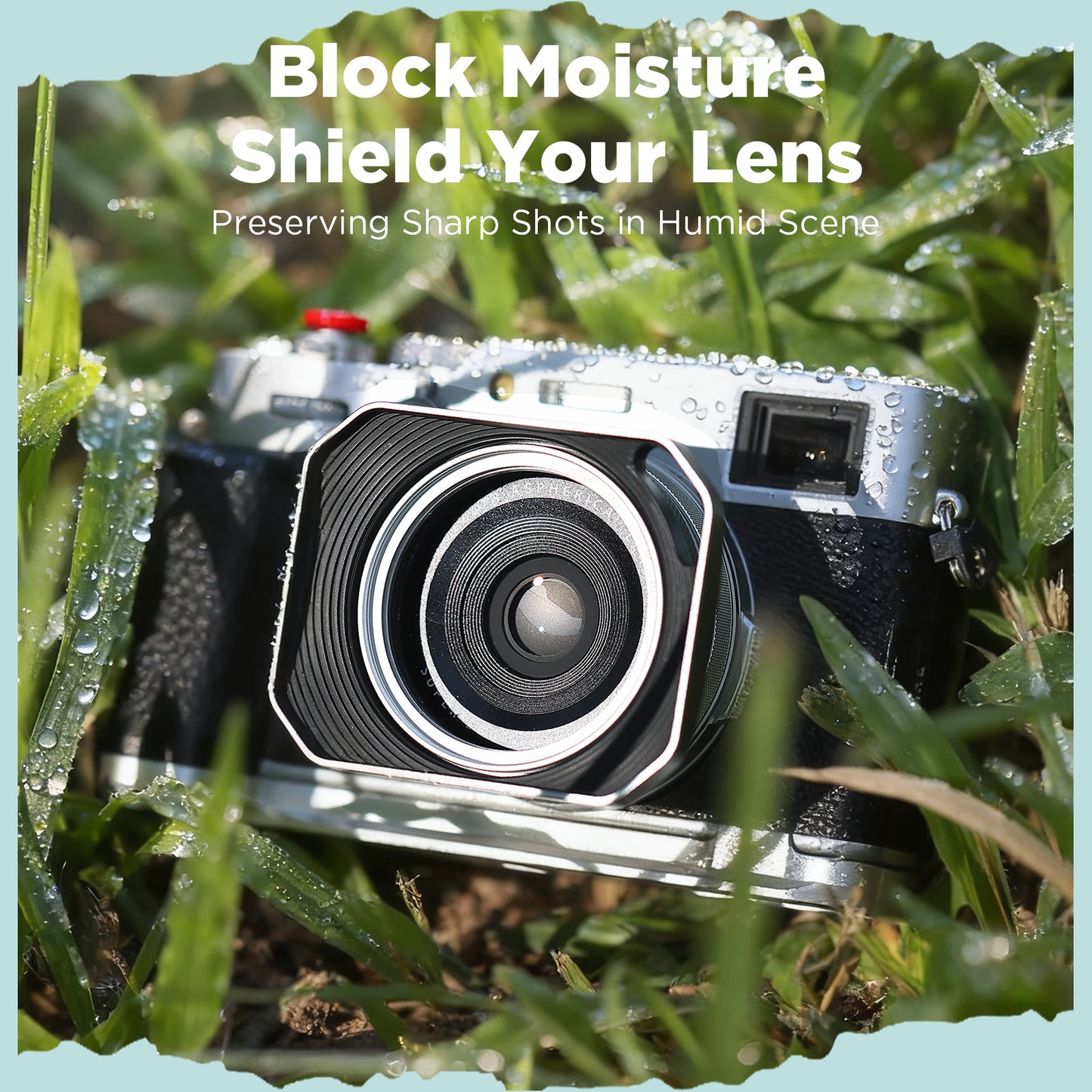 Haoge Square Metal Lens Hood for Fujifilm X100VI Fuji X100V X100F X100T X100S X70 Fuji Photo Camera Accessories Silver with 49mm Uv Filter Adapter Ring Hollow Out Designed LH-X1006-PS