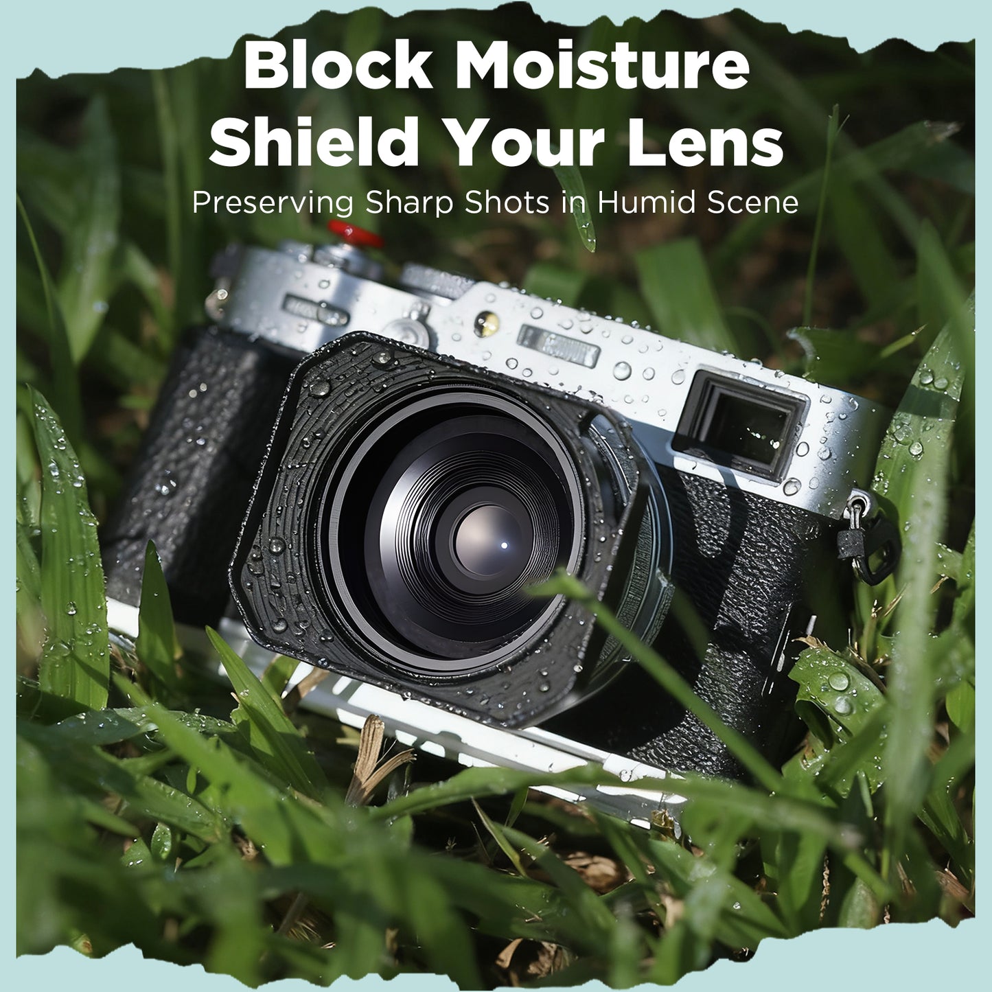 Haoge Square Metal Lens Hood with 49mm Uv Filter Adapter Ring for Fujifilm X100VI Fuji X100V X100F X100T X100S X70 Fuji Photo Camera Accessories Hollow Out Designed Black