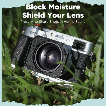 Haoge Square Metal Lens Hood with 49mm Uv Filter Adapter Ring for Fujifilm X100VI Fuji X100V X100F X100T X100S X70 Fuji Photo Camera Accessories Hollow Out Designed Black