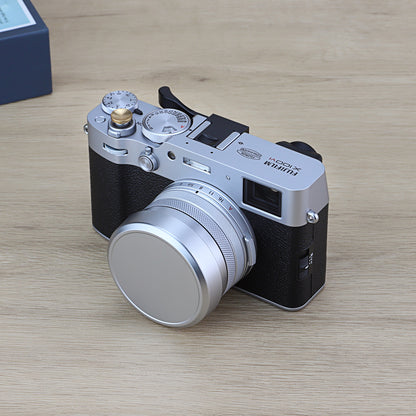 Haoge Square Metal Lens Hood Shade with Cap and 49mm Adapter Ring for Fuji Fujifilm FinePix X100VI x100vi x100v x100f x100t x100s x100 x70 Camera Accessories Silver LH-X54W+Cap-X54W