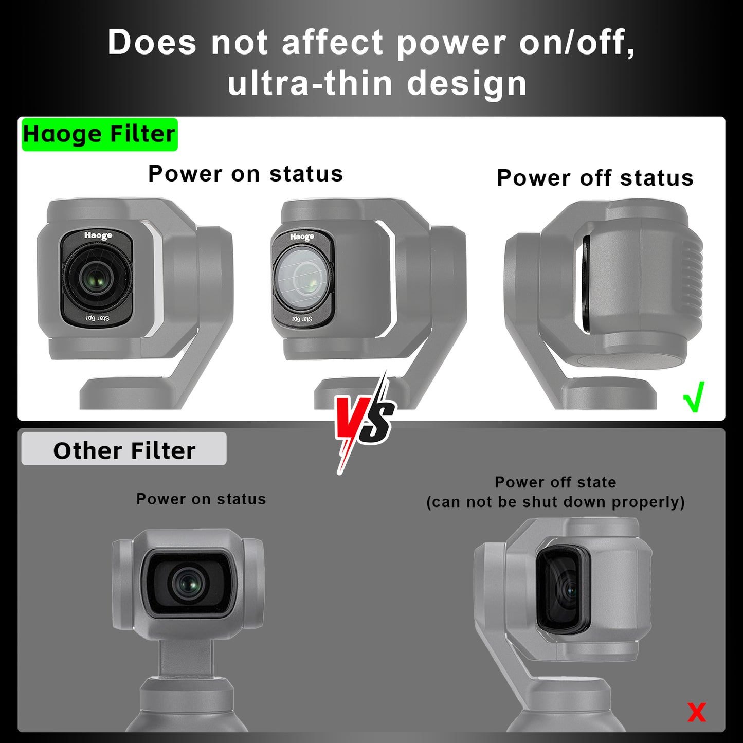 Haoge Magnetic 6 Star Light Filter for DJI Osmo Pocket 4 3 Action Camera 6 Lines Star light Twinkle Starburst Sparkling Effect Multi-Coated Lens Filters