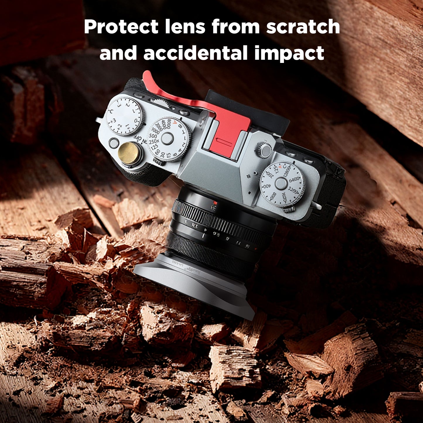 Haoge LH-X35S Square Metal Lens Hood Shade for Fujifilm Fuji Fujinon XF 35mm F2 ,XF 23mm f2 R WR and XC35mm F2 lens Silver