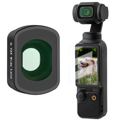 Haoge Magnetic 0.75X Wide Angle Lens for DJI Osmo Pocket 3,Expanded FOV of 108°, Dual-Sided Anti-Reflective Coating Lens with Screen Protector