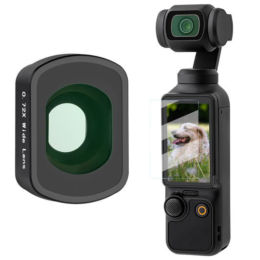 Haoge Magnetic 0.75X Wide Angle Lens for DJI Osmo Pocket 3,Expanded FOV of 108°, Dual-Sided Anti-Reflective Coating Lens with Screen Protector