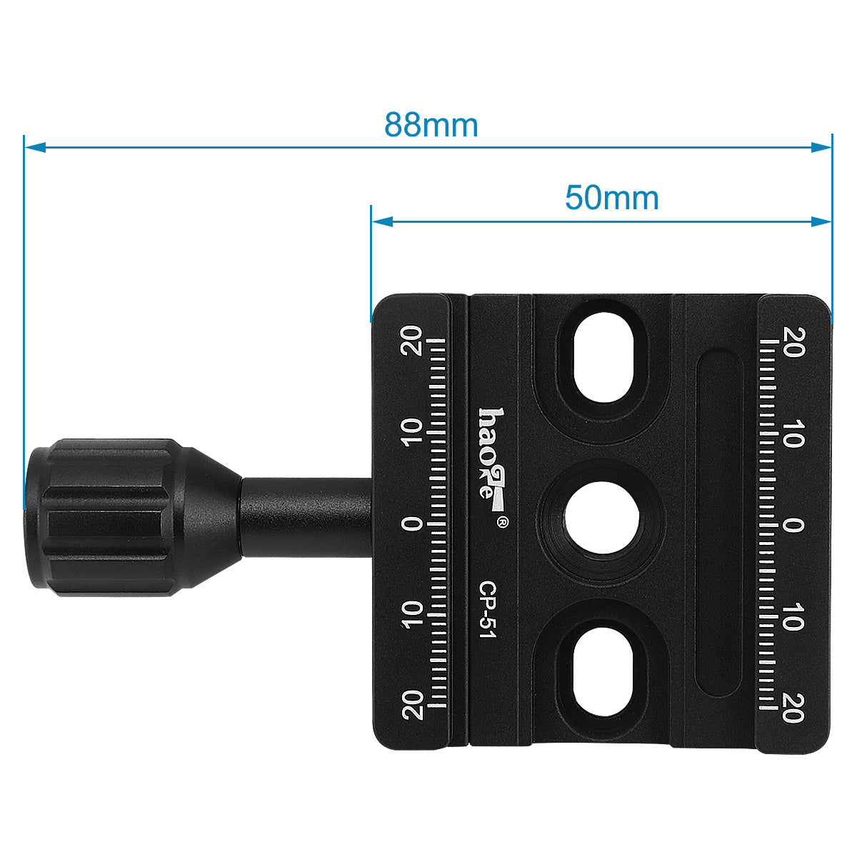 Haoge CP-51 50mm Screw Knob Clamp Adapter Mount for Quick Release QR Plate Camera Tripod Ballhead Monopod Ball Head Fit Arca Swiss