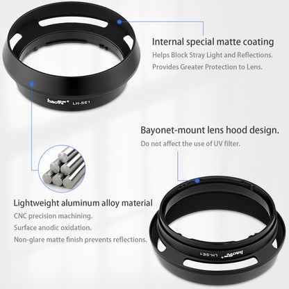 Haoge Round Metal Bayonet Lens Hood Shade for Sony Cyber Shot DSC RX1 RX1R RX1RII RX1RIII Camera and Sony FE 35mm F2.8 ,FE 55mm F1.8 ZA Lens Replaces LHP-1
