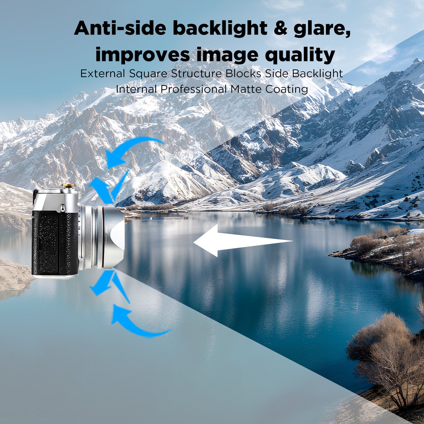 Haoge Square Metal Lens Hood for Fujifilm X100V Fuji X100VI Camera Silver with 49mm UV Filter Adapter Ring LH-X54B LH-X54W