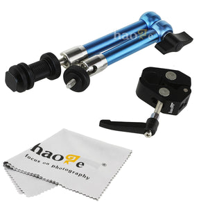 Haoge 11 inch Stainless Steel Articulating Friction Magic Arm with Small Clamp Crab Pliers Clip for HDMI LCD Monitor LED Light DSLR Camera Video Tripod Blue