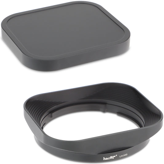 Haoge LH-X33 Lens Hood Metal Square Bayonet for Fujifilm XF33mm F1.4 R WR Lens, Fuji XF 23mm f/1.4 R LM WR Hood Shade