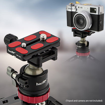 Haoge QR-70S Tripod Arca Plates 70mm Universal Arca Swiss Quick Release Plate for Tripod Ball Head with Hand-Adjustable Stainless Steel Screw of 1/4" and 3/8" (New Version)