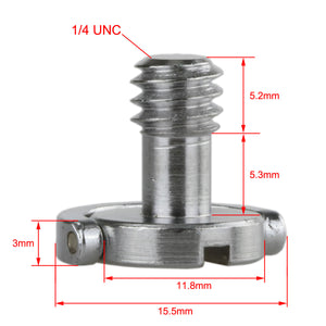 Haoge 1/4"-20 D-Ring Stainless Steel Mounting Fixing Screw for Camera Tripod Monopod Quick Release Plate