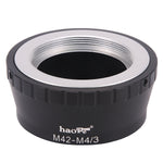Load image into Gallery viewer, Haoge Manual Lens Mount Adapter for 42mm M42 Mount Lens to Olympus and Panasonic Micro Four Thirds MFT M4/3 M43 Mount Camera
