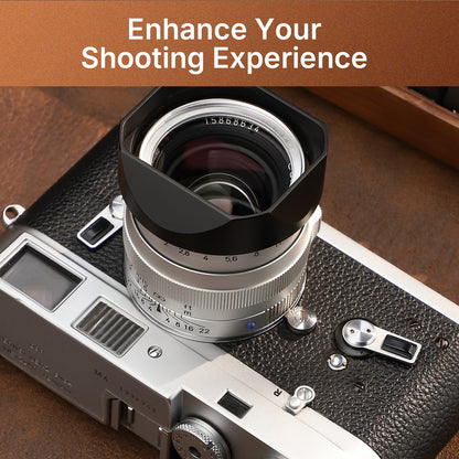 Haoge New Square Metal Lens Hood for Carl Zeiss Biogon T* 2/35 35mm f2 ZM, C Biogon T* 2.8/35 35mm f2.8 ZM, Planar T* 2/50 50mm f2 ZM Lens Black with Cap LH-ZVM02-NB+Cap-ZV02-NB