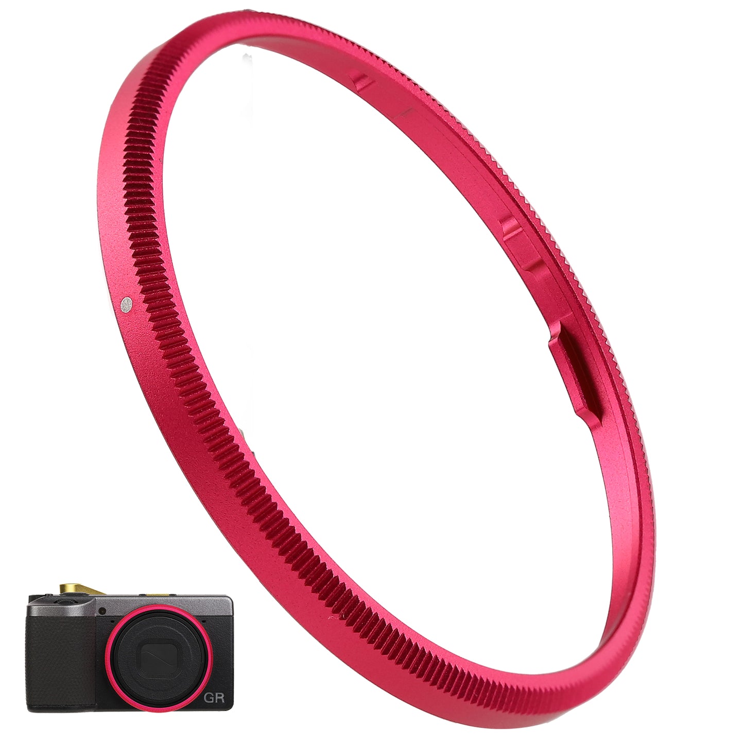 Haoge RRC-GR4-Rose red Metal Decorate Ring Cap for RICOH GR IV Camera replaces GN-3