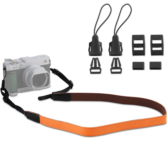 Haoge Camera Canvas Thin Strap Neck Shoulder  for Binoculars,monoculars,Mirrorless or DSLR Camera,Rangefinders Tools,Bags,Adjustable long Cotton Strap (Orange）