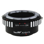 Load image into Gallery viewer, Haoge Lens Mount Adapter for Nikon Nikkor G Lens to Fujifilm X-mount Camera such as X-A1, X-A2, X-A3, X-A10, X-E1, X-E2, X-E2s, X-M1, X-Pro1, X-Pro2, X-T1, X-T2, X-T10, X-T20
