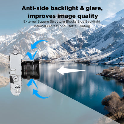 Haoge New version Metal Square Lens Hood Shade for Voigtlander Nokton Aspherical ASPH 40mm f/1.2 VM , 35mm f1.2 II/III VM , 50mm f1.2 VM Leica M Lens replaces LH-8 Black LH-VM35-NB