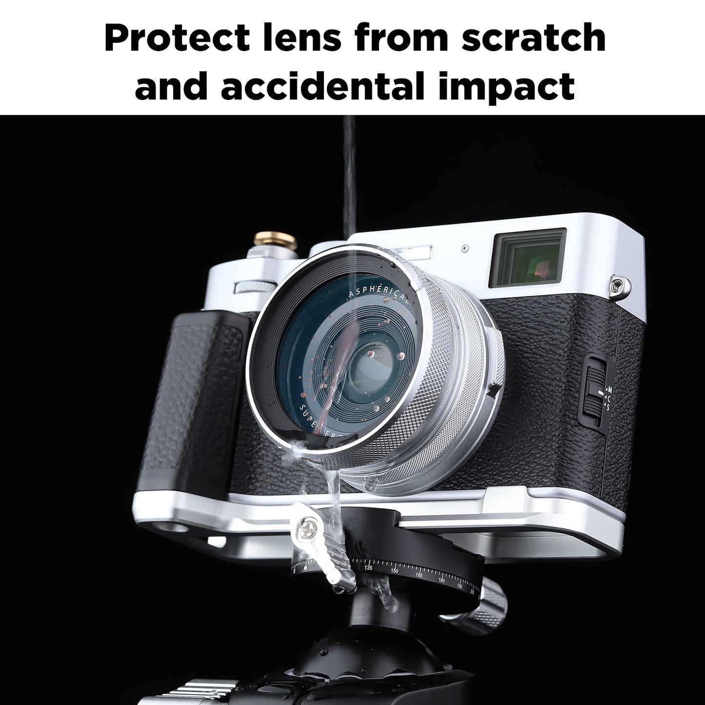 Haoge LUV-X54W Metal Lens Hood with MC UV Protection Multicoated Ultraviolet Lens Filter for Fujifilm X100VI Fuji X100V Camera Silver