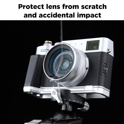 Haoge LUV-X54W Metal Lens Hood with MC UV Protection Multicoated Ultraviolet Lens Filter for Fujifilm X100VI Fuji X100V Camera Silver