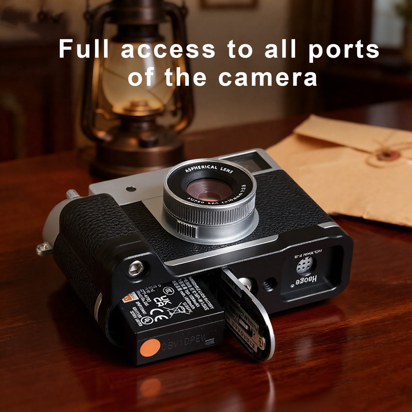 Haoge Camera Bracket Holder for Fujifilm X Half  Camera Body HandGrip X-Half L-Shape Grip Bracket Silver Quick-Release plate HG-XHALF-B