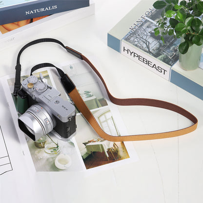 Haoge Camera Canvas Thin Strap Neck Shoulder  for Binoculars,monoculars,Mirrorless or DSLR Camera,Rangefinders Tools,Bags,Adjustable long Cotton Strap (Brown）