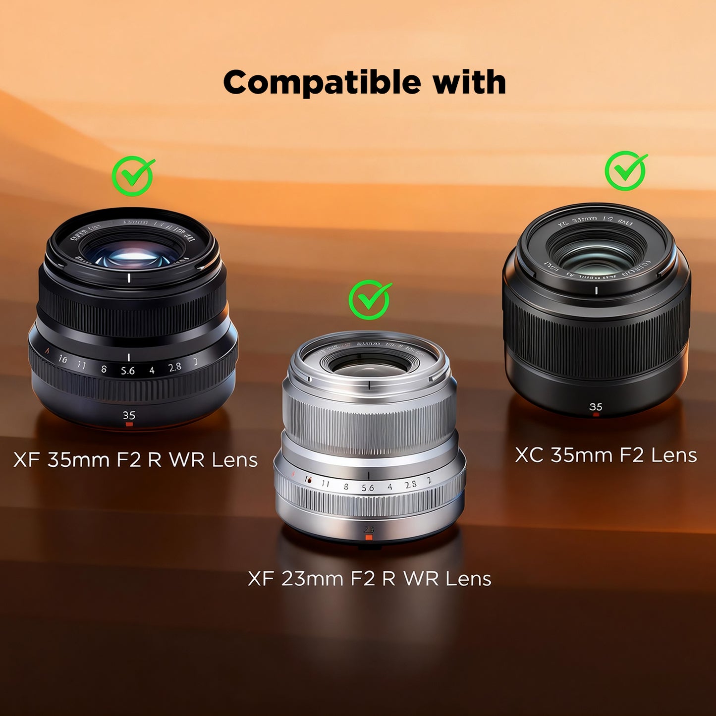 Haoge LH-X35S Square Metal Lens Hood Shade for Fujifilm Fuji Fujinon XF 35mm F2 ,XF 23mm f2 R WR and XC35mm F2 lens Silver